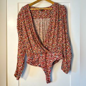 Flirty AFRM Floral Puff Sleeve bodysuit